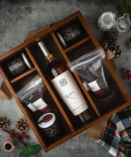 Caja de Madera Premium para Regalos - 1 Vino, 2 Mermeladas y 2 Productos Gourmet